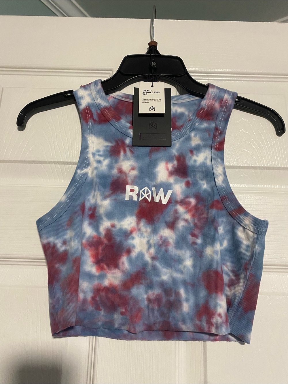 RAW Tie-Dye Crop Tank Top in Blue & Red
